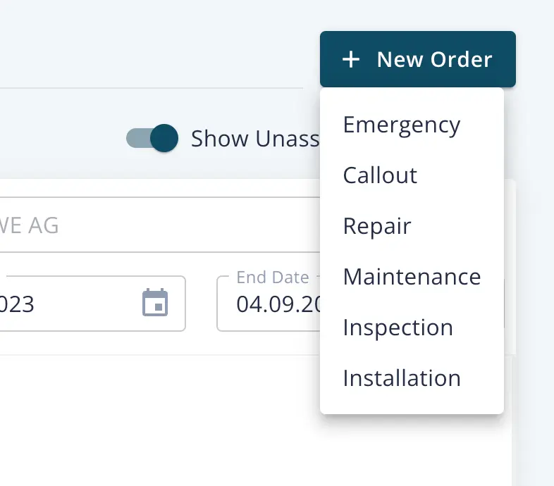 Add Option inside stepper on Order Technician - Mainteny